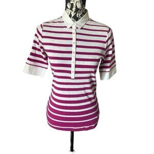 Bogner Women’s Polo 1/2 sleeve shirt top collared striped xsmall
